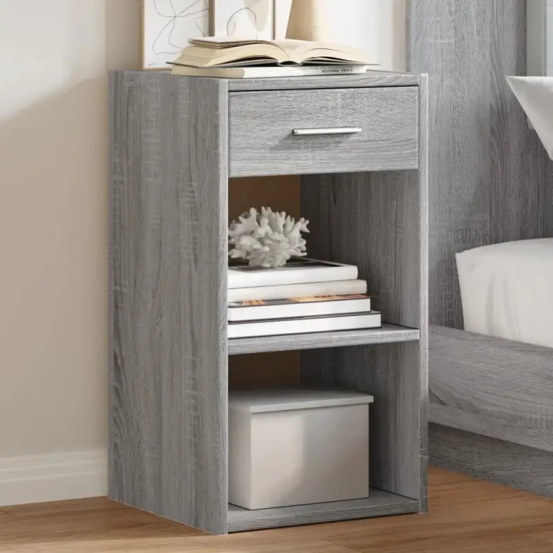 Nachtkastjes van bewerkt hout met elegant en tijdloos ontwerp - Grijs sonoma / 1 - Nachtkastjes
