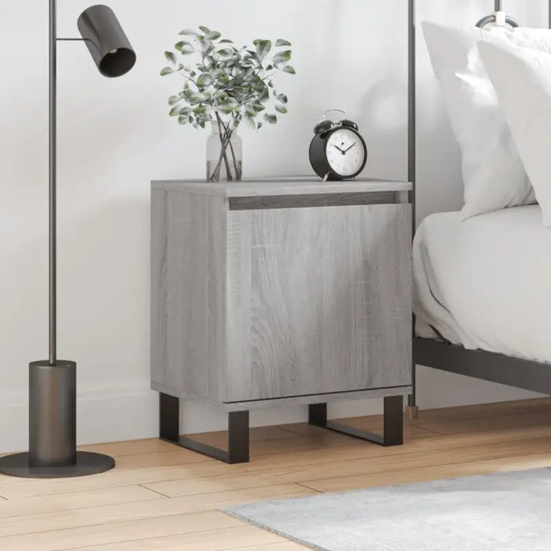 Nachtkastjes van bewerkt hout met elegant en tijdloos ontwerp - Grijs sonoma / 1 - Nachtkastjes