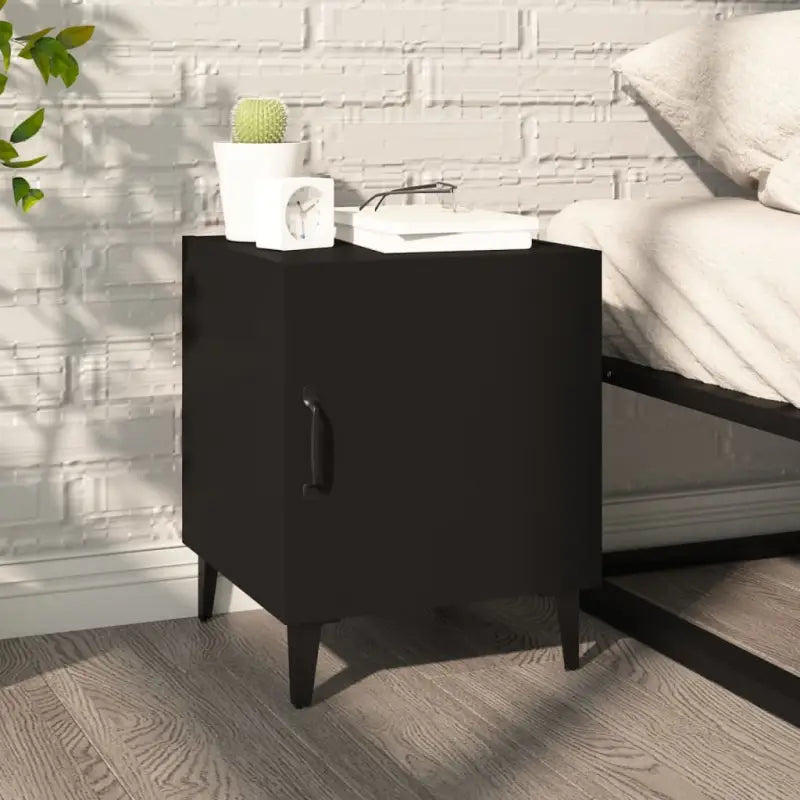 Nachtkastjes van bewerkt hout met elegant en tijdloos ontwerp - Zwart / 1 - Nachtkastjes