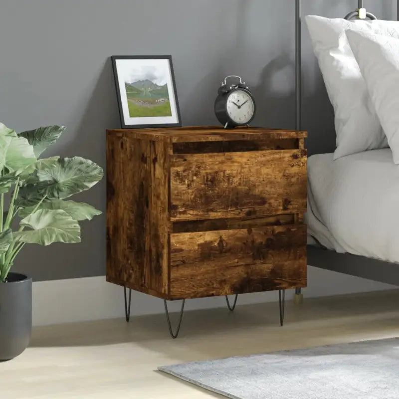Nachtkastjes van bewerkt hout met elegant ontwerp en duurzame kwaliteit - Gerookt eiken / 1 - Nachtkastjes