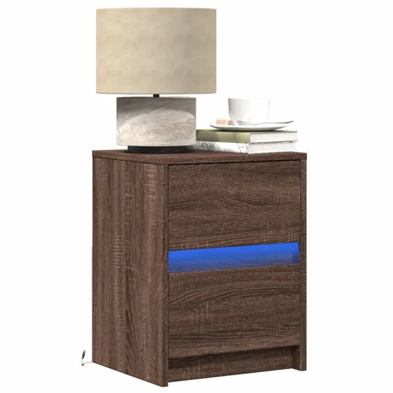 Nachtkastjes van bewerkt hout met tijdloze charme en juiste installatie - bruin eikenkleur / 1 - Nachtkastjes