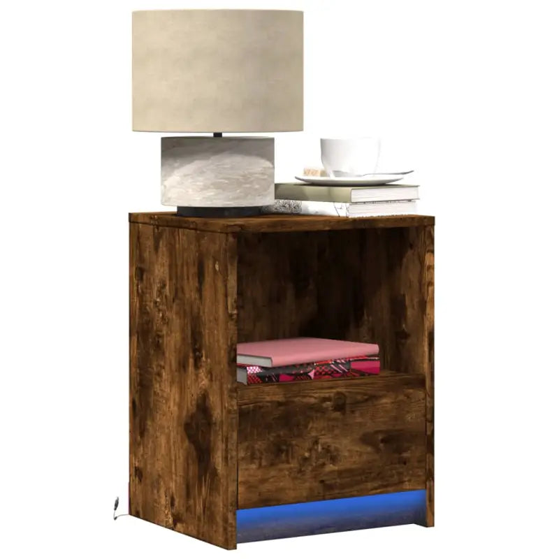 Nachtkastjes van bewerkt hout met tijdloze charme voor woonkamer of slaapkamer - Gerookt eiken / 1 - Nachtkastjes