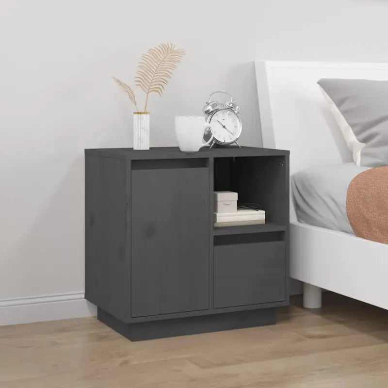 Nachtkastjes van massief grenenhout met elegant en tijdloos ontwerp - Grijs / 1 - Nachtkastjes