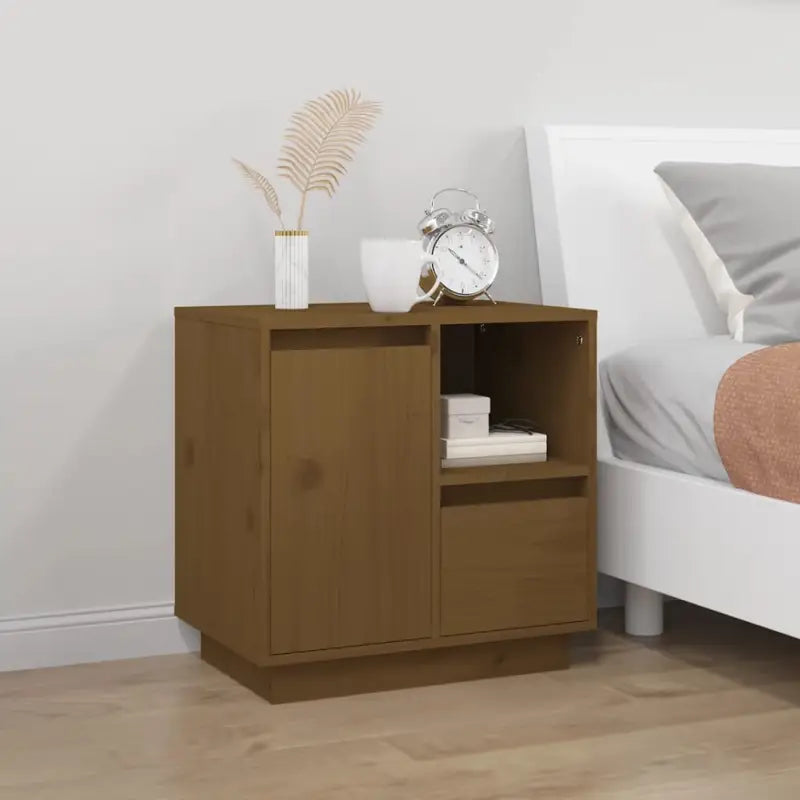 Nachtkastjes van massief grenenhout met elegant en tijdloos ontwerp - Honingbruin / 1 - Nachtkastjes