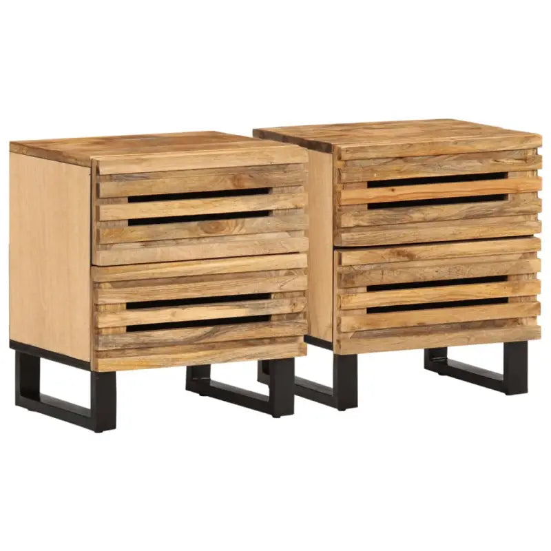 Nachtkastjes van massief mangohout in industriële stijl - 2 / Ruw mangohout - Nachtkastjes