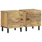 Nachtkastjes van massief mangohout met elegant design - Naturel / 2 / massief mangohout - Nachtkastjes