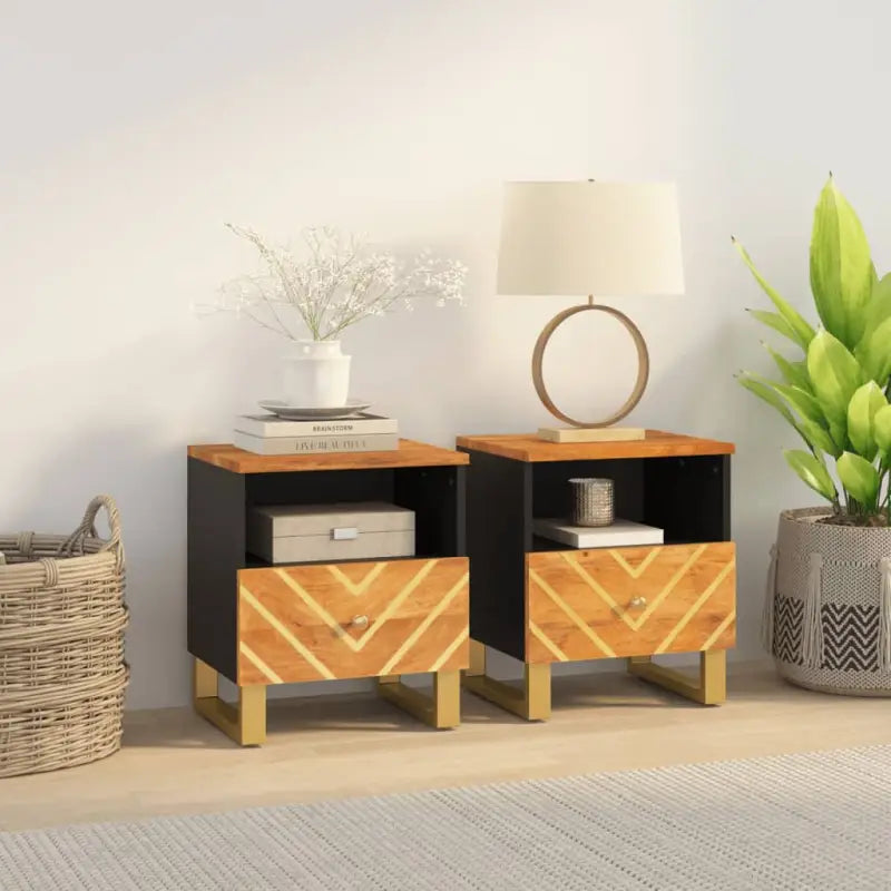 Nachtkastjes van massief mangohout met elegant en tijdloos ontwerp - 2 - Nachtkastjes