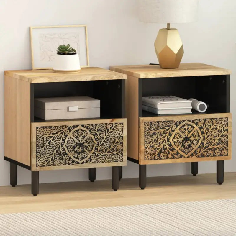 Nachtkastjes van massief mangohout met elegant en tijdloos ontwerp - Nachtkastjes