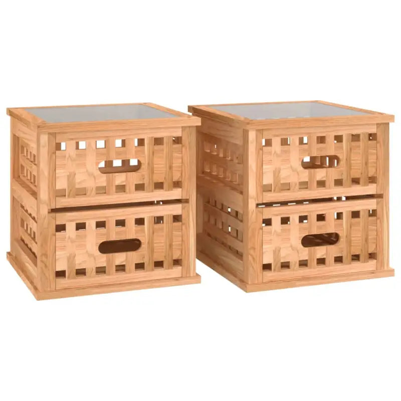 Nachtkastjes van massief walnotenhout met elegant en tijdloos design - 2 - Nachtkastjes