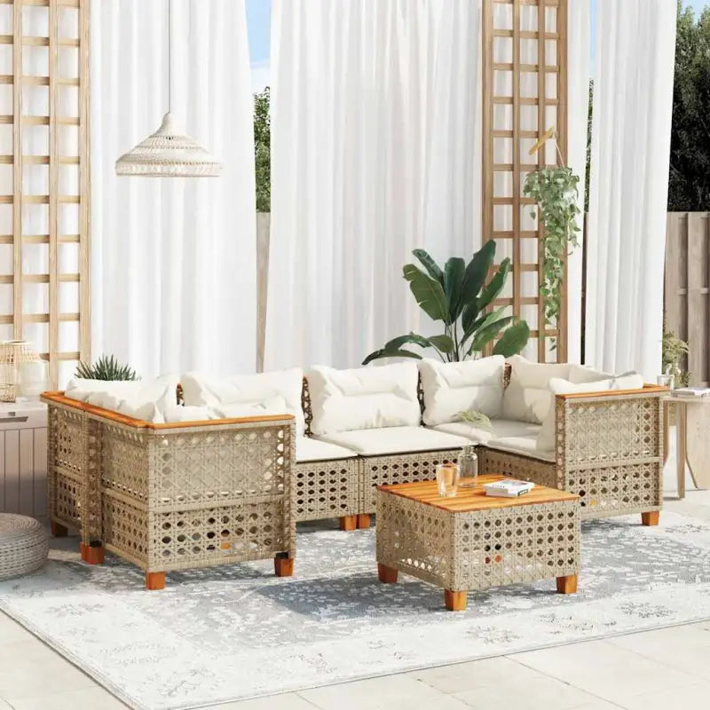 Natuurlijk afgewerkte loungeset in grijs met gepoedercoat staal - Beige / Lijngeweven - Tuinsets