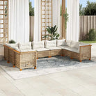 Natuurlijk afgewerkte loungeset in zwart materiaal met gepoedercoat staal - Beige / Zonder tafel / gat weven - Tuinsets