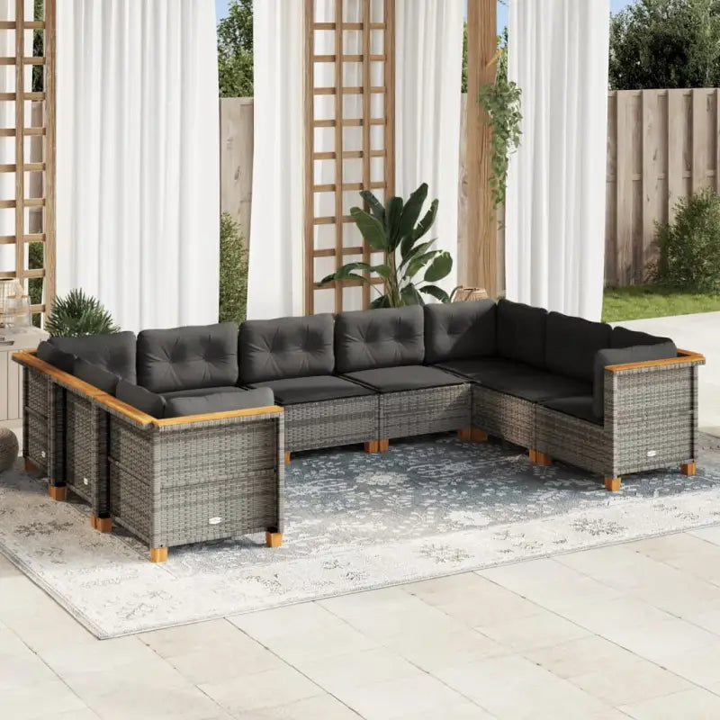 Natuurlijk afgewerkte loungeset in zwart materiaal met gepoedercoat staal - Grijs / Zonder tafel / Dichtgeweven