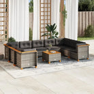 Natuurlijk afgewerkte loungeset in zwart materiaal met gepoedercoat staal - Grijs / Met tafel / Dichtgeweven - Tuinsets
