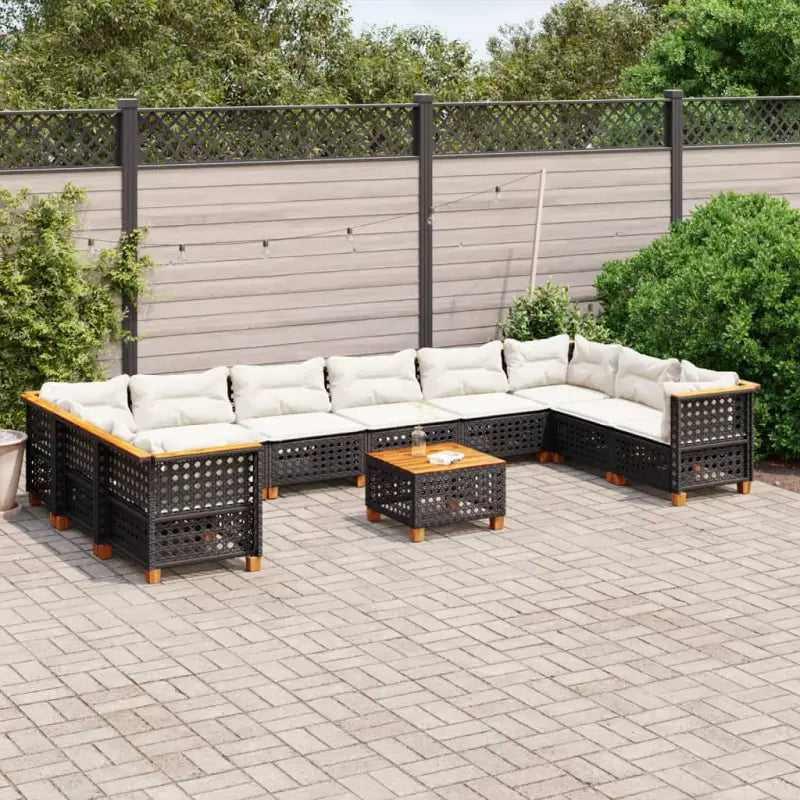 Natuurlijke olieafwerking loungeset in zwart gepoedercoat staal - Tuinsets