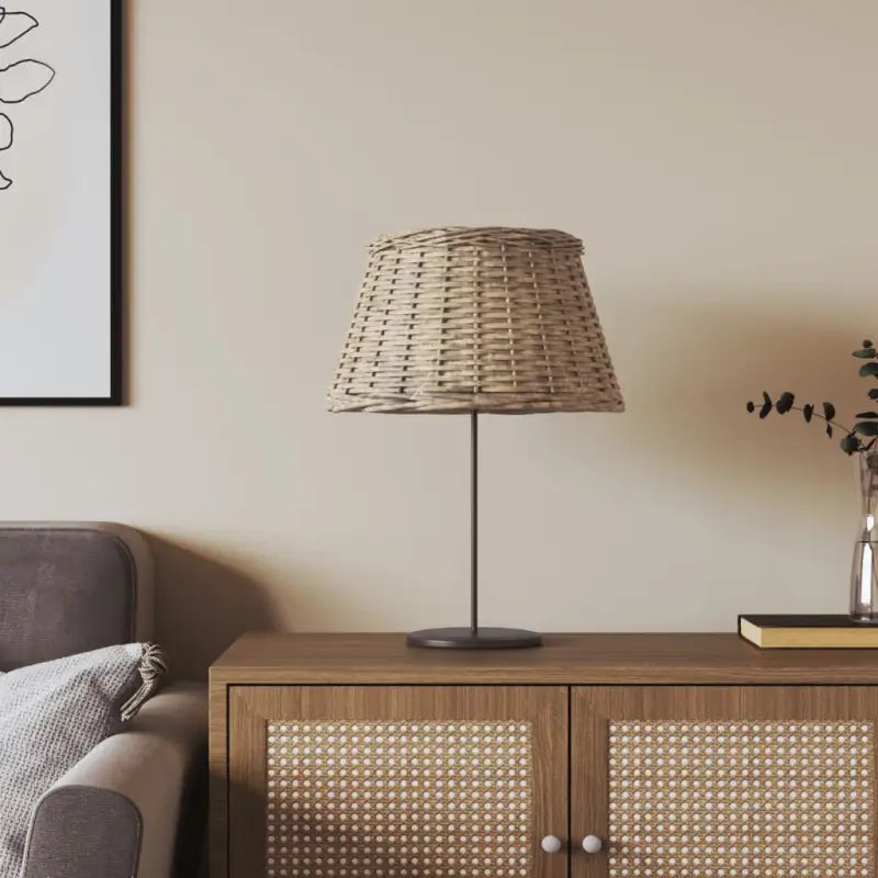 Natuurlijke wicker lampenkap met houder gat voor sfeervolle verlichting - Bruin / Ø 50 x 30 cm - Lampenkappen