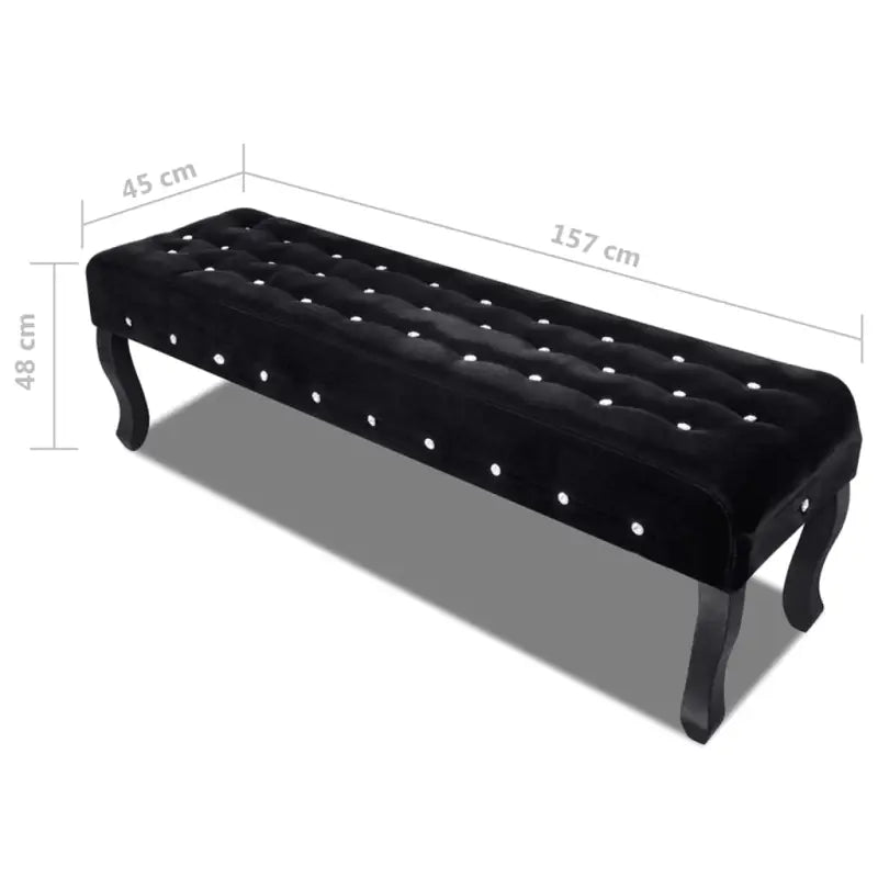 Opberg- en halbankje met glanzende kristallen knopen voor elegante interieurs - Zwart - Opberg- & halbankjes