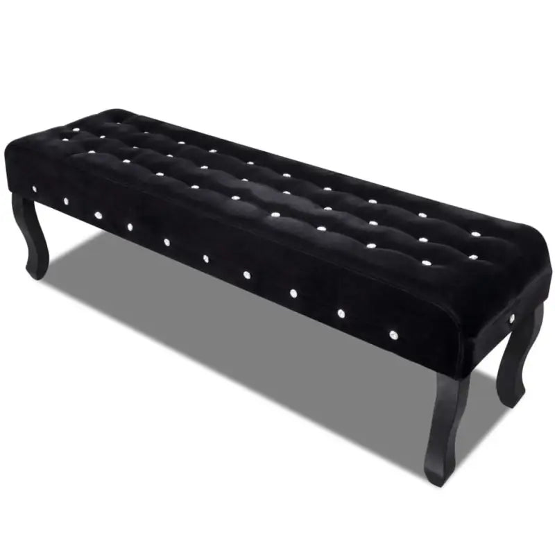 Opberg- en halbankje met glanzende kristallen knopen voor elegante interieurs - Zwart - Opberg- & halbankjes