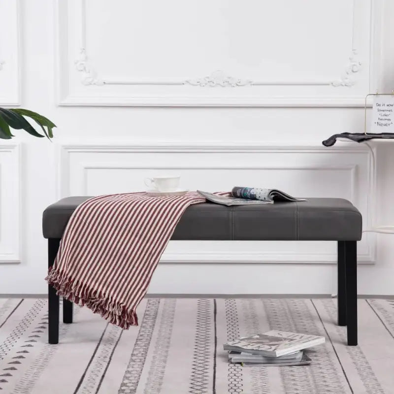 Opberg- en halbankje met houten frame en kunstleer bekleding - Grijs - Opberg- & halbankjes