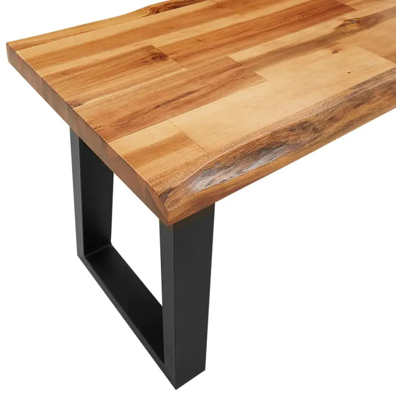 Opberg- en halbankje met massief acaciahout en natuurlijke rand - 140 cm - Opberg- & halbankjes