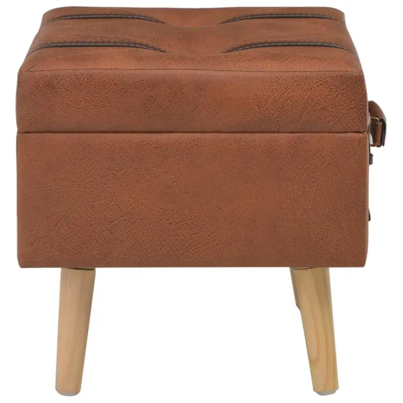 Opberg- en halbankje met massief houten poten en kunstlederen bekleding - Tan - Opberg- & halbankjes