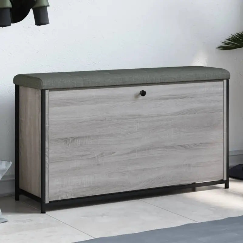 Opberg- en halbankje met stevige houten schoenenbank - Grijs sonoma / 102 x 32 x 56 cm - Opberg- & halbankjes