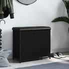 Opberg- en halbankje met stevige houten schoenenbank - Zwart / 62 x 32 x 56 cm - Opberg- & halbankjes