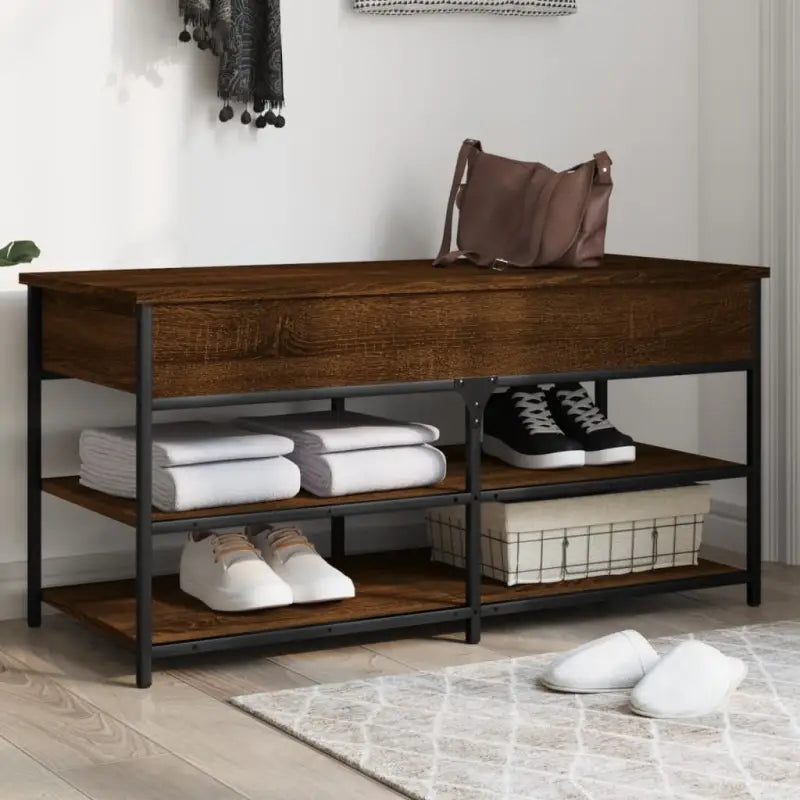 Opberg- en halbankje met verstelbare poten in Grijs Sonoma Eiken stijl - bruin eikenkleur / 100 x 42.5 x 50 cm