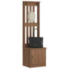 Opberg- en halbankje van massief grenenhout met rustieke charme - Walnoothouten afwerking / 45 x 40 x 159.5 cm