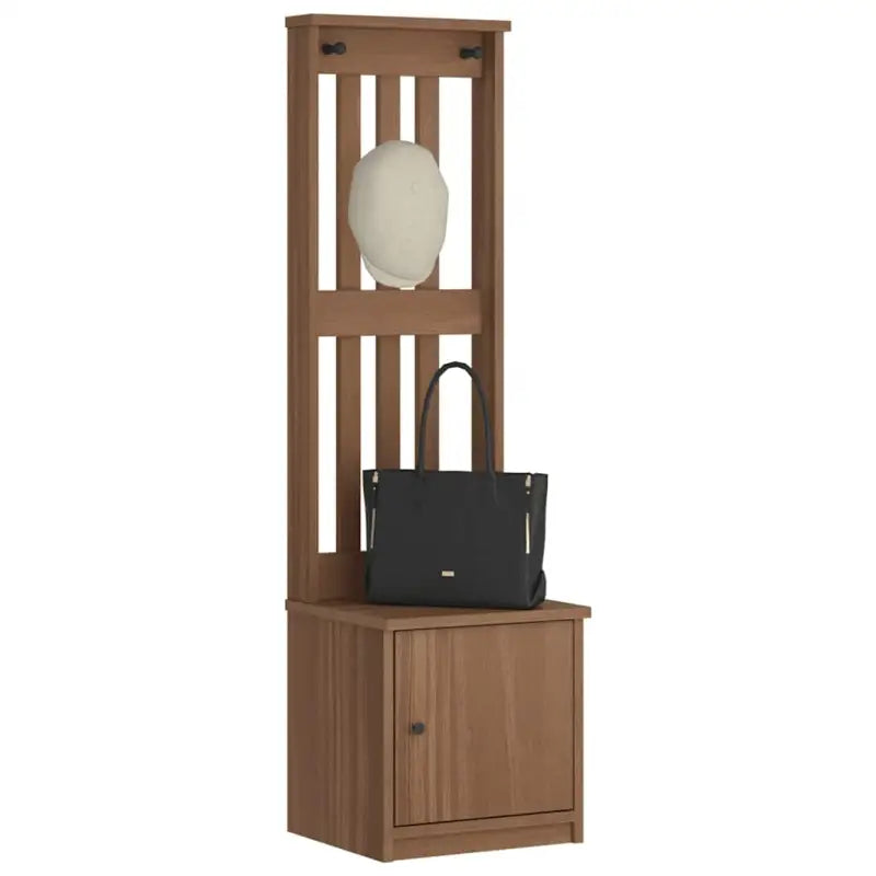Opberg- en halbankje van massief grenenhout met rustieke charme - Walnoothouten afwerking / 45 x 40 x 159.5 cm