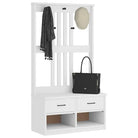 Opberg- en halbankje van massief grenenhout met rustieke charme - Wit / 87 x 40 x 159.5 cm - Opberg- & halbankjes