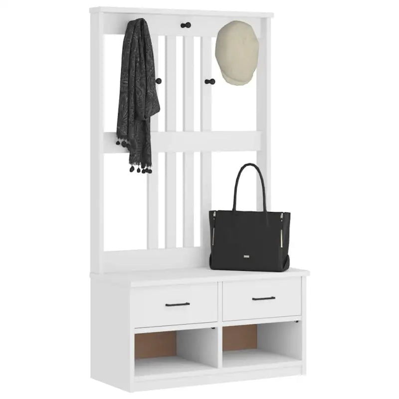 Opberg- en halbankje van massief grenenhout met rustieke charme - Wit / 87 x 40 x 159.5 cm - Opberg- & halbankjes