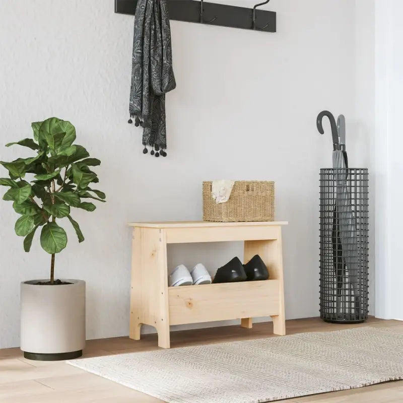 Opberg- en halbankje van massief grenenhout voor een warme sfeer - Naturel / 60 x 28 x 45 cm - Opberg- & halbankjes