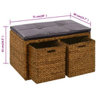 Opberg- en halbankje van zeegras met levering bevat natuurlijke charme - Bruin / 71 x 40 x 42 cm - Opberg- & halbankjes