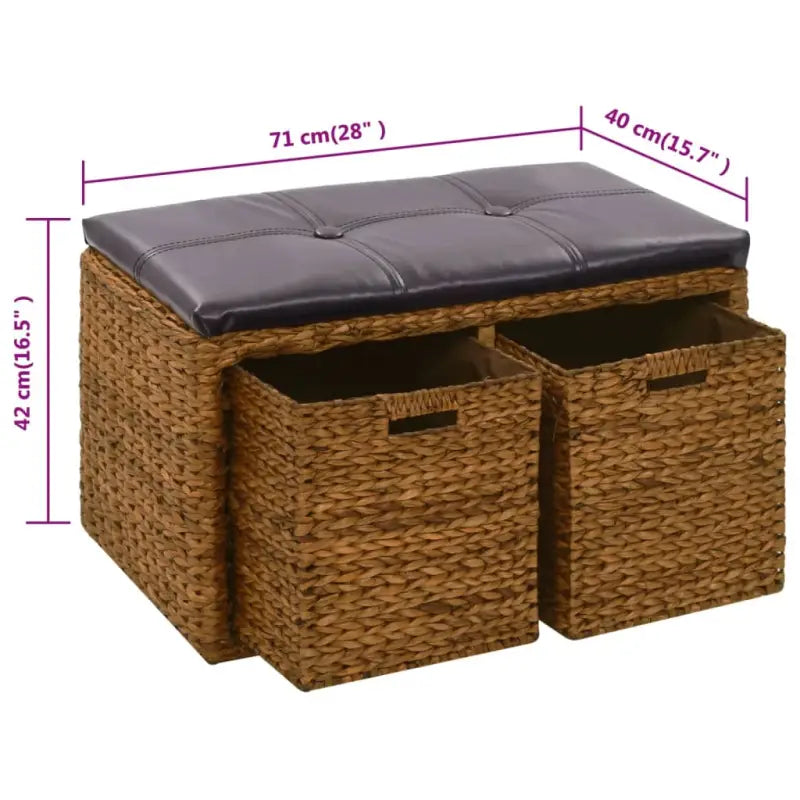 Opberg- en halbankje van zeegras met levering bevat natuurlijke charme - Bruin / 71 x 40 x 42 cm - Opberg- & halbankjes