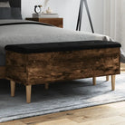 Opbergbank met bewerkt hout als stijlvol opberg- en zitmeubel - Gerookt eiken / 102 x 42 x 46 cm - Opberg- & halbankjes