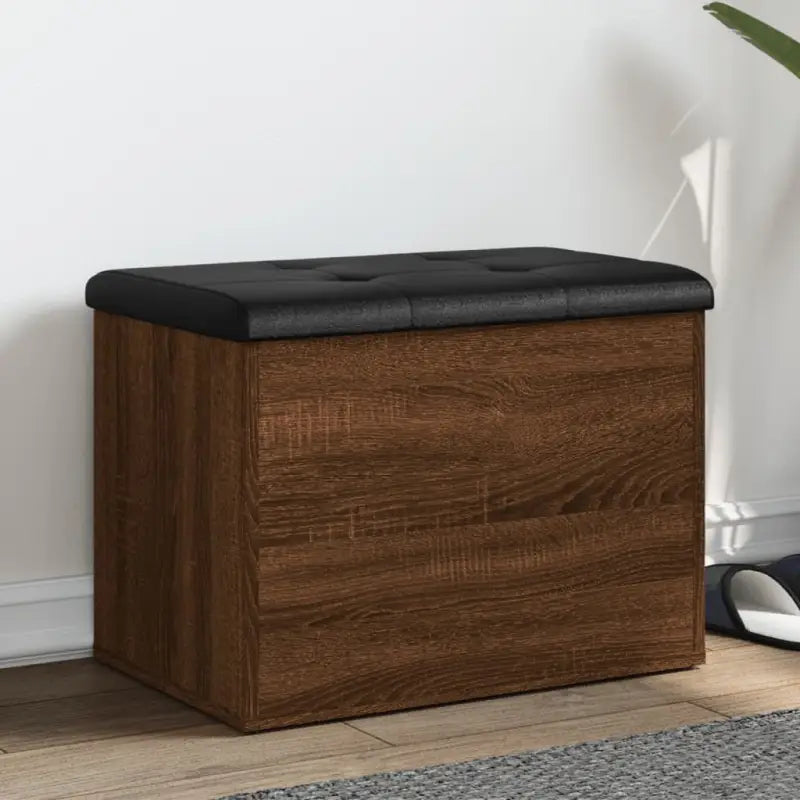 Opbergbankje grijs sonoma bewerkt hout voor opslag en zitplezier - bruin eikenkleur / 62 x 42 x 45 cm - Opberg- &