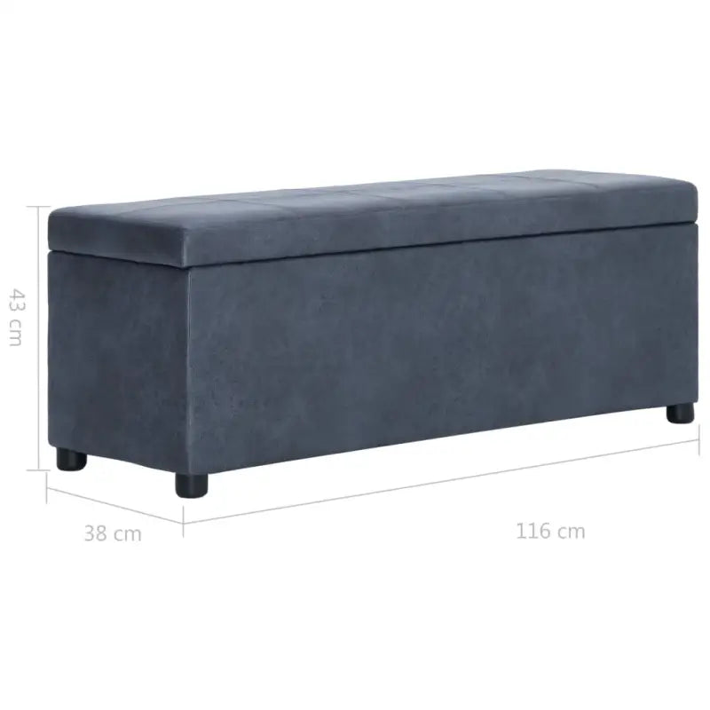 Opbergbankje met zachte bekleding en kleuraccent voor woonkamer of hal - Grijs / 116 cm - Opberg- & halbankjes