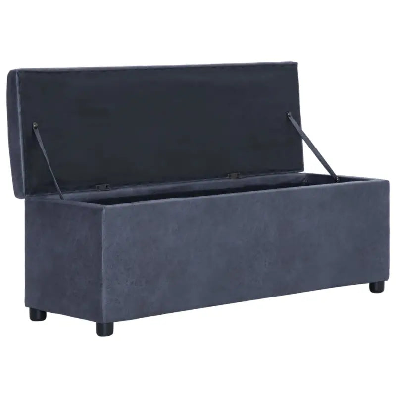 Opbergbankje met zachte bekleding en kleuraccent voor woonkamer of hal - Grijs / 116 cm - Opberg- & halbankjes
