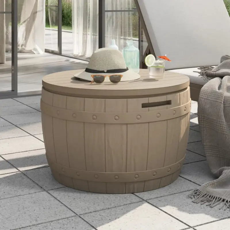 Opbergbox met imitatiehout structuur voor tuin en buitengebruik - Lichtbruin - Opbergboxen voor buiten