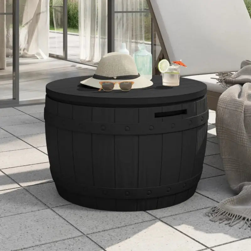 Opbergbox met imitatiehout structuur voor tuin en buitengebruik - Zwart - Opbergboxen voor buiten