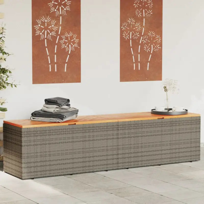 Opbergbox voor buiten in poly rattan voor andere spullen eenvoudig schoon maken - Grijs / 220 x 50 x 54 cm