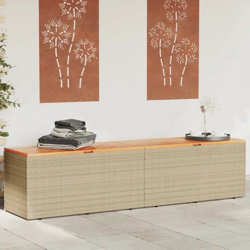 Opbergbox voor buiten in poly rattan voor andere spullen eenvoudig schoon maken - Beige / 220 x 50 x 54 cm