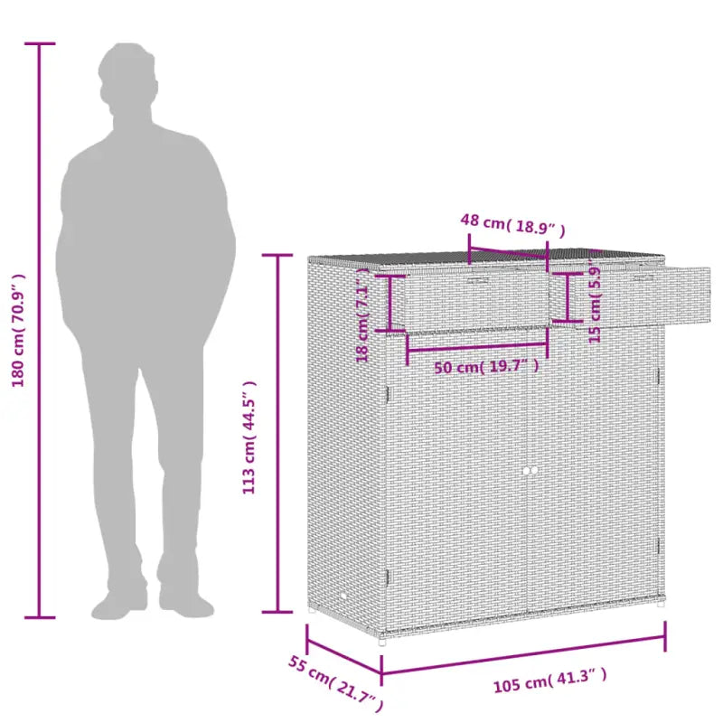 Opbergbox voor buiten in poly rattan voor tuinmeubels en accessoires - Opbergboxen voor buiten