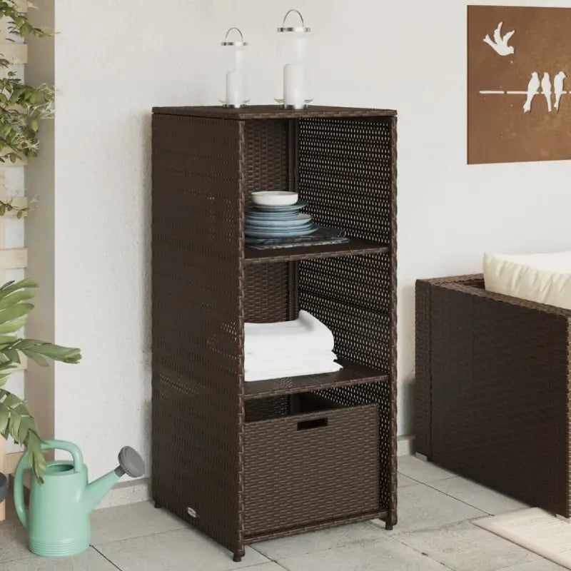 Opbergbox voor buiten in poly rattan voor tuinmeubels en accessoires - Bruin - Opbergboxen voor buiten