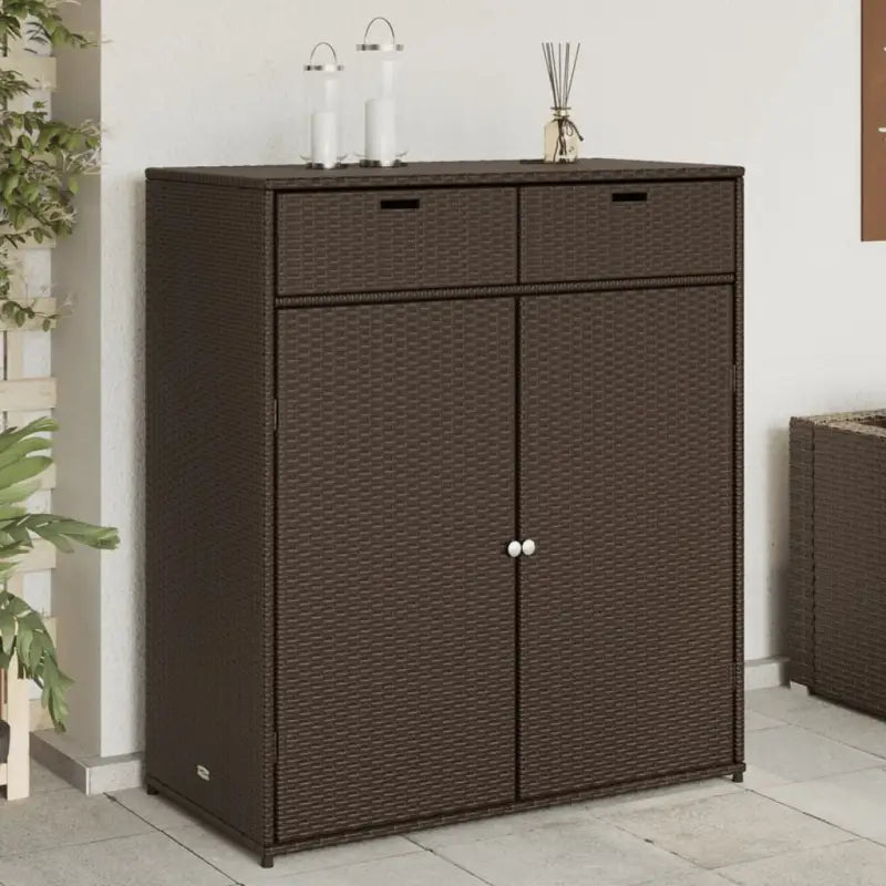 Opbergbox voor buiten in poly rattan voor tuinmeubels en accessoires - Bruin / 105 x 55 x 113 cm - Opbergboxen