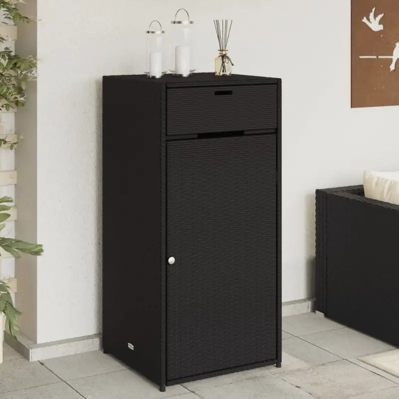 Opbergbox voor buiten in poly rattan voor tuinmeubels en accessoires - Zwart / 55 x 55 x 111 cm - Opbergboxen