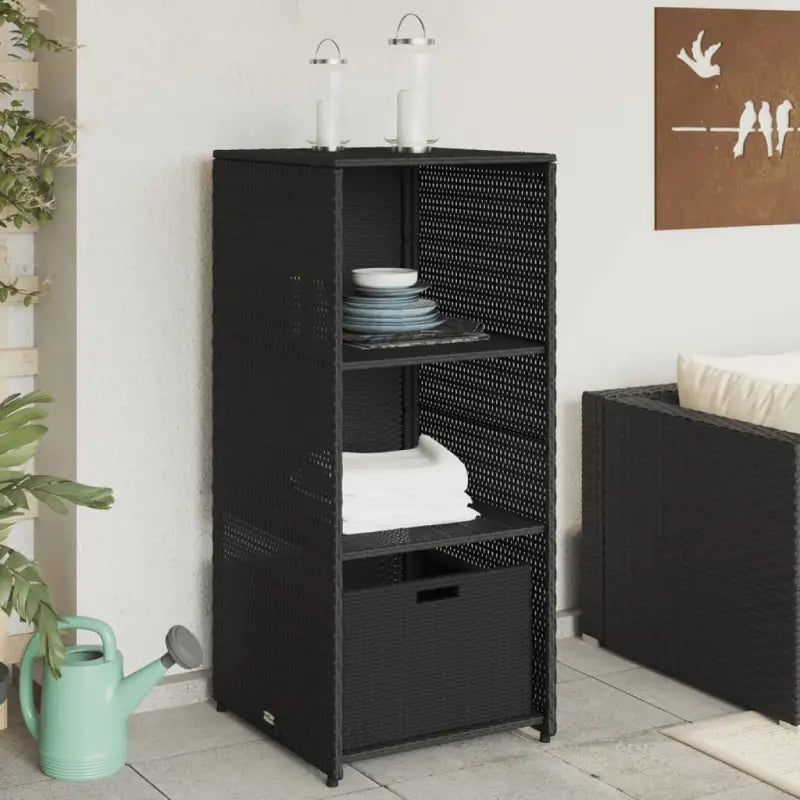 Opbergbox voor buiten in poly rattan voor tuinmeubels en accessoires - Zwart - Opbergboxen voor buiten