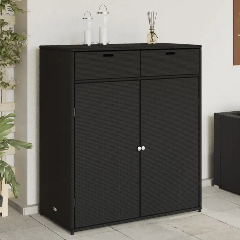 Opbergbox voor buiten in poly rattan voor tuinmeubels en accessoires - Zwart / 105 x 55 x 113 cm - Opbergboxen