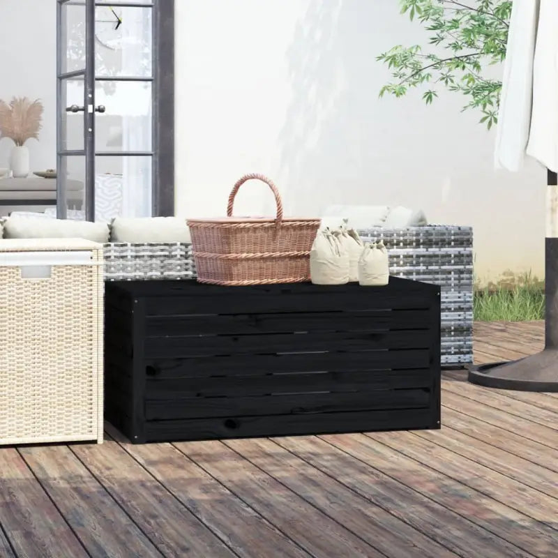 Opbergbox voor buiten van massief grenenhout met rustieke uitstraling - Zwart / 101 x 50.5 x 46.5 cm - Opbergboxen