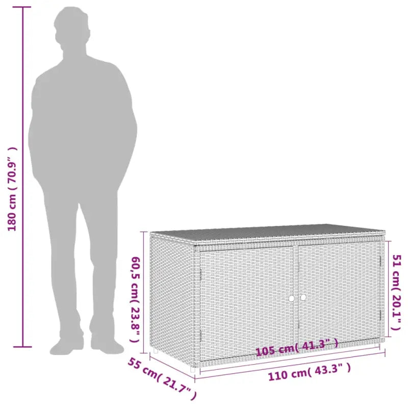 Opbergbox voor buiten van poly rattan voor tuinmeubels en spullen - Opbergboxen voor buiten